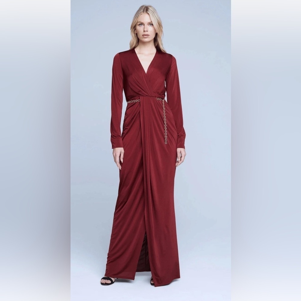 L'Agence Women's Red Thea Twist Front Column Gown Size 8 - Picture 1 of 10